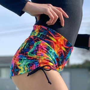 NEW Warrior Within Designs Tie Dye Roses Velvet Shorts